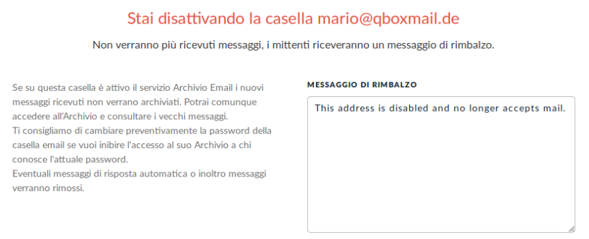 disattivazione caselle email privacy